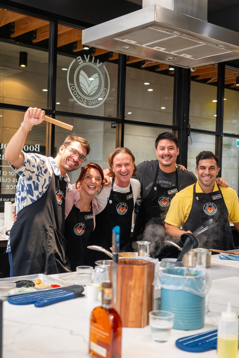 Students having fun cooking together