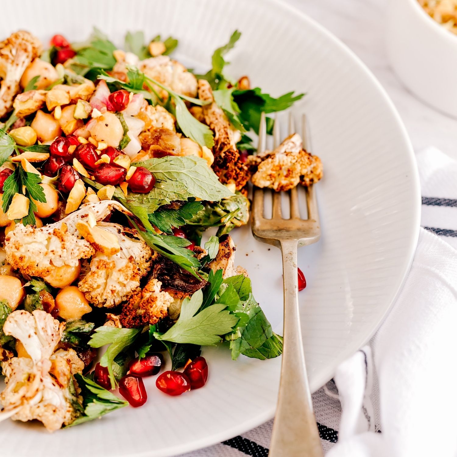 Harrissa Roasted Cauliflower and Farro Salad