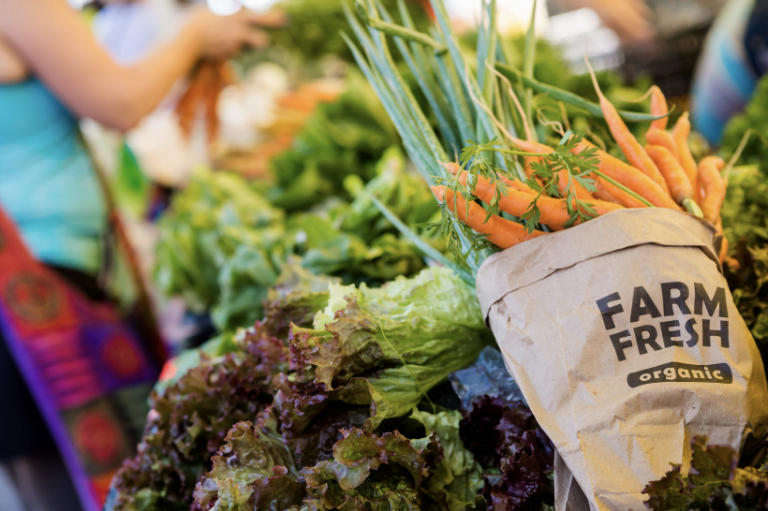 organic vegetables at farmers market