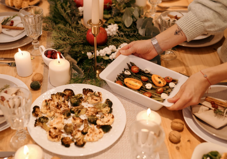 Christmas dish on dinner table