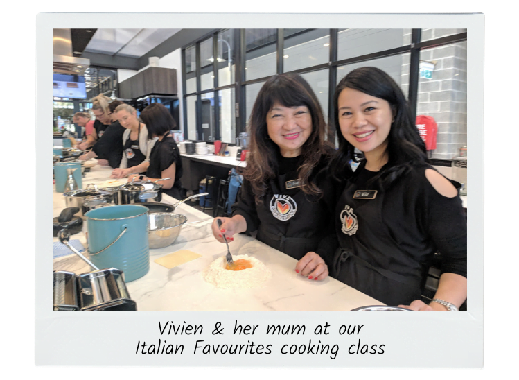 mother and daughter at a cooking class