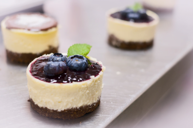 mini blueberry cheesecakes