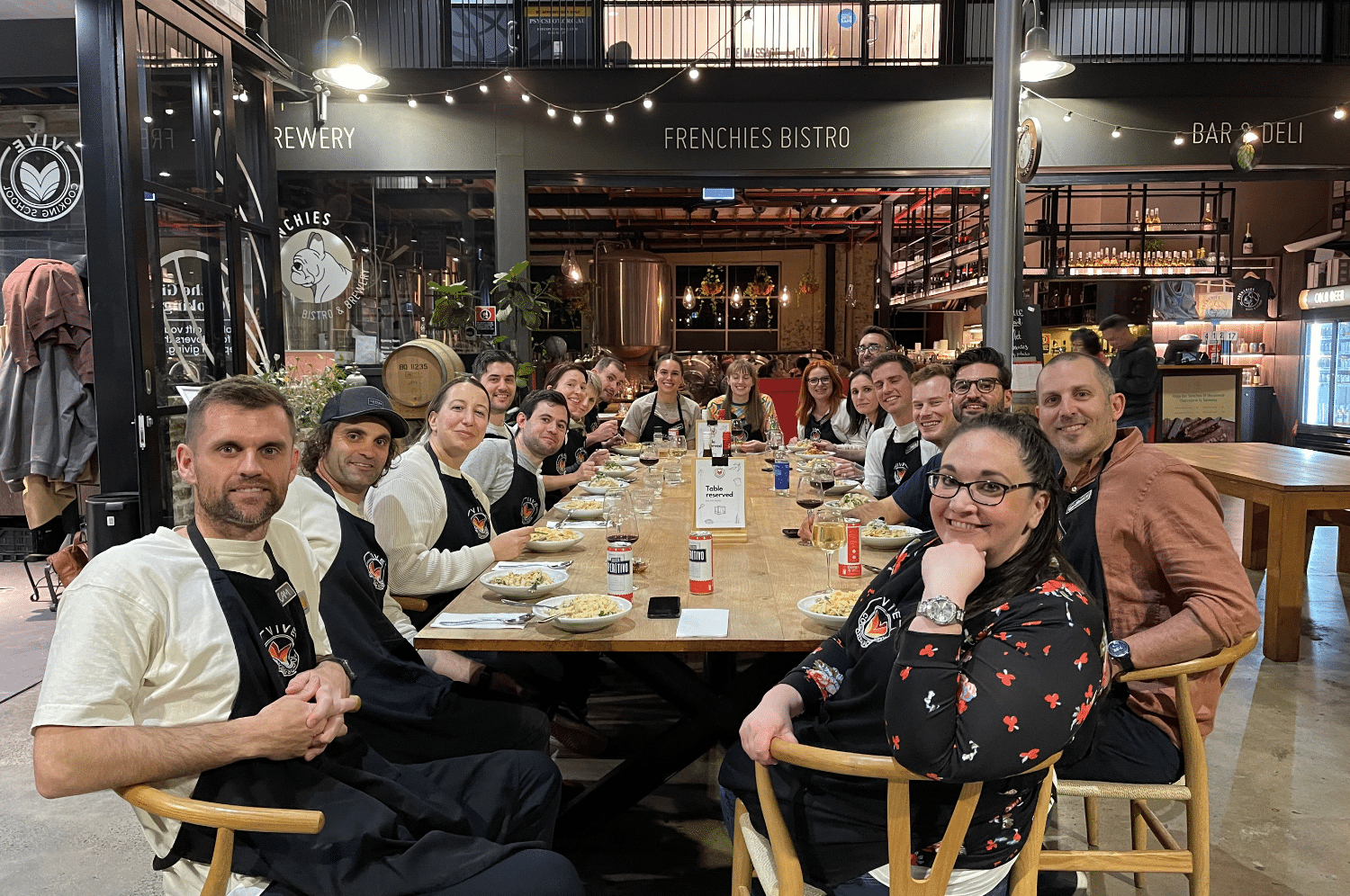 Team enjoying their meal together
