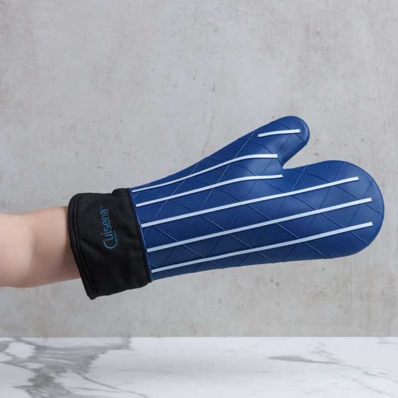Cuisena Silicone/Fabric Oven Glove - Blue Stripe (Pair)