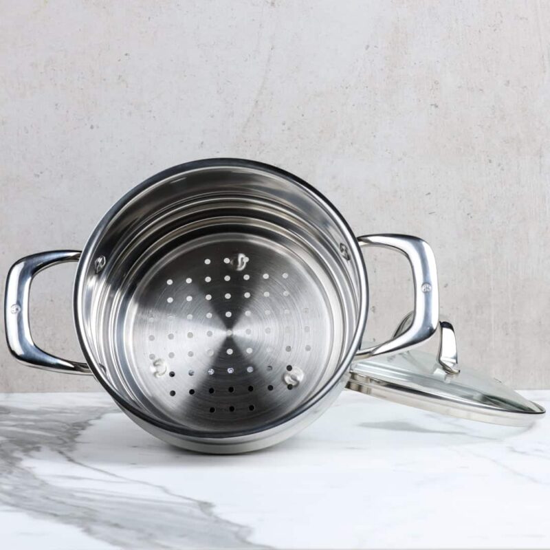 Swiss Diamond Steamer with Lid Premium Steel Universal Suits 16cm,18cm,20cm